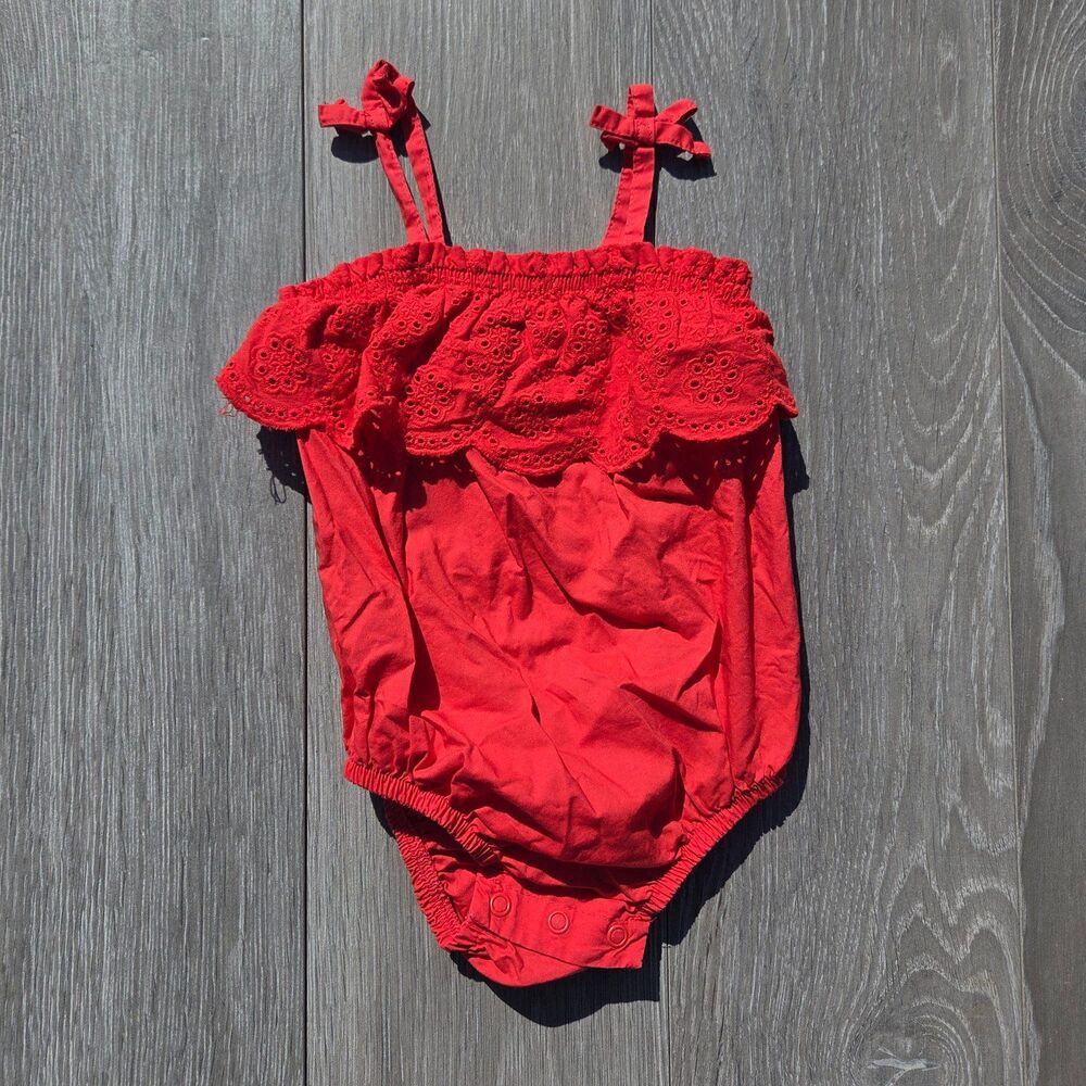Carter's Red Eyelet Strap Baby One-Piece